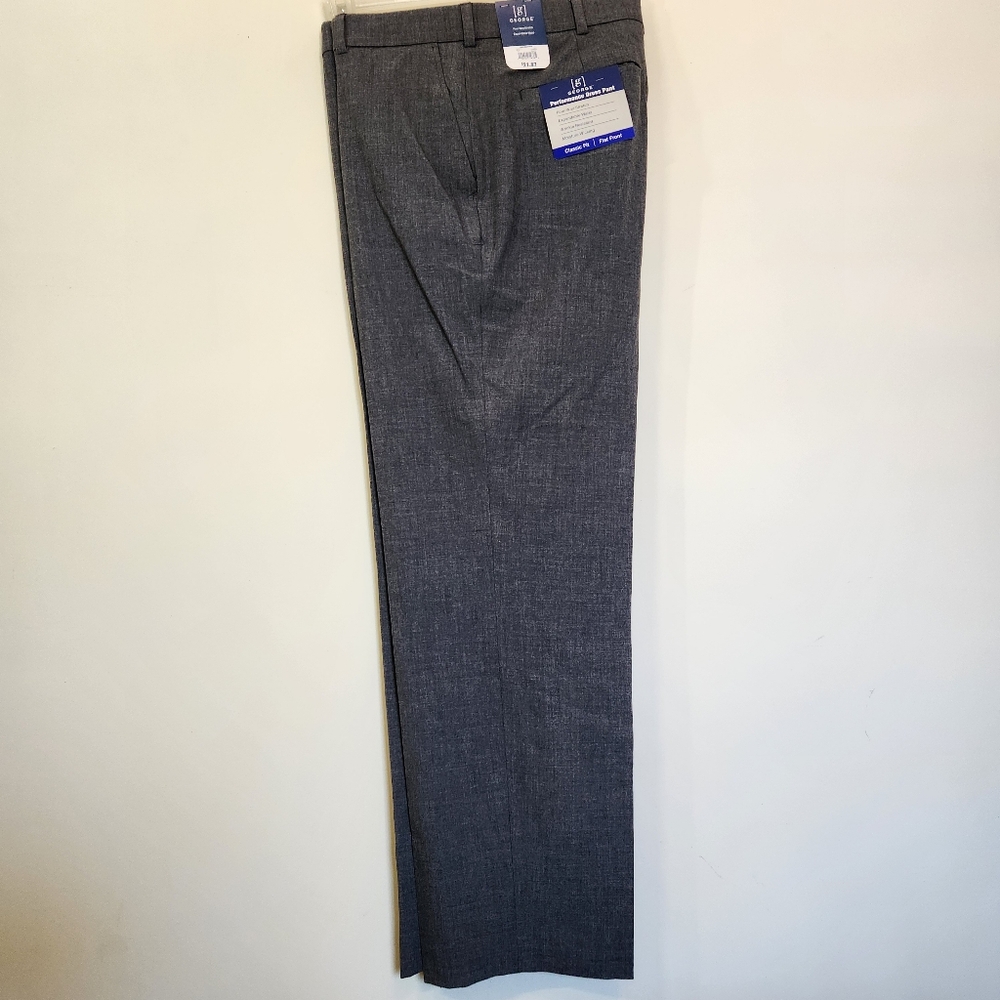 George 38x30 Men's Gray Dress Pants - Four-way Stretch & Expandable Waist